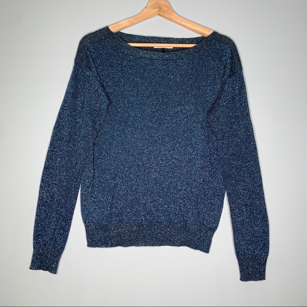 Rebecca Taylor Blue Long Sleeve Metallic Top S
